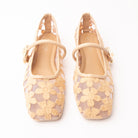 Khaki flats for women, both shoes from the front