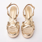 Gold block heel sandals for women – Forever Shoe Bazar