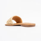 Gold flat slides for women with cushioned footbed, side view