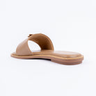 Khaki flats for women with cushioned footbed, side view