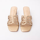 Gold cut out block heel mules for women – Forever Shoe Bazar
