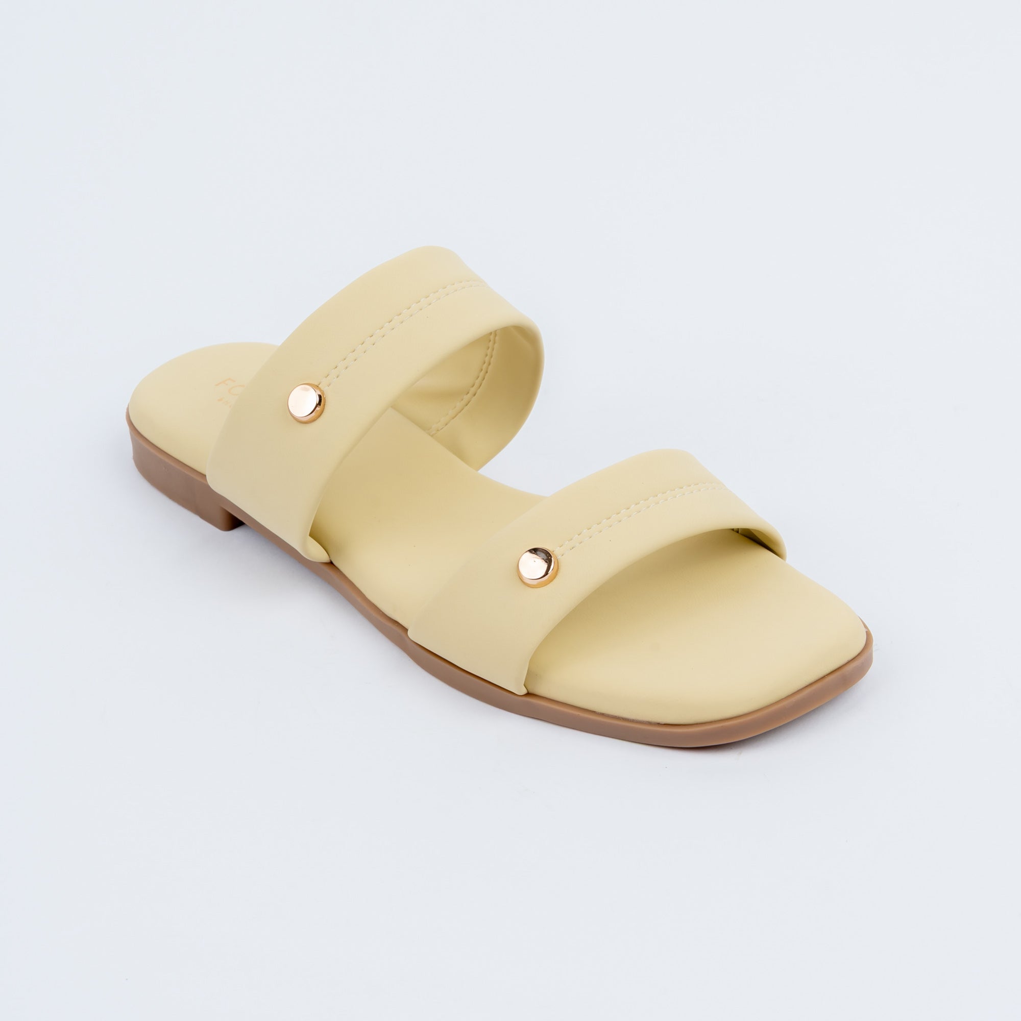 Yellow dual strap ballet flats for women, clean dual-strap upper