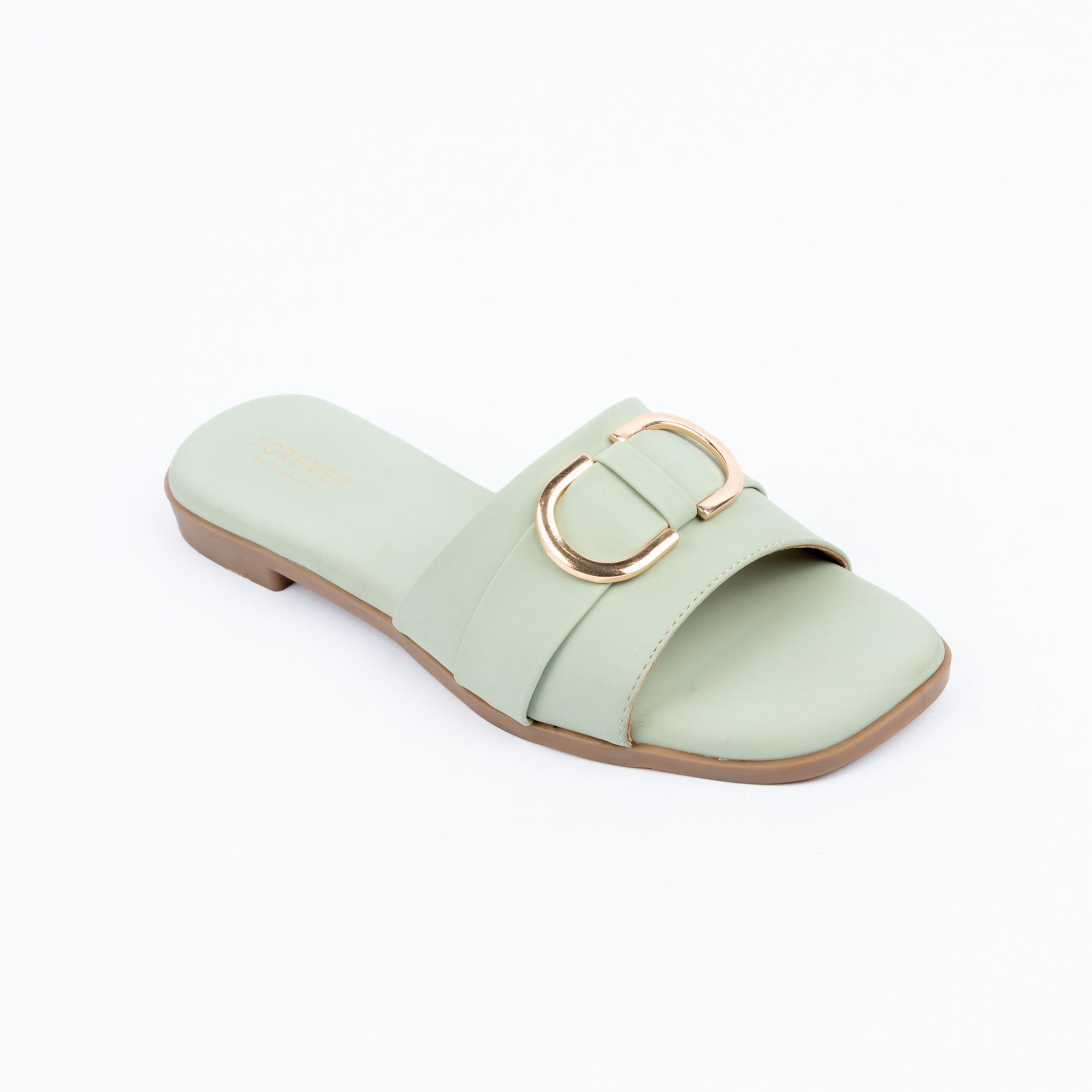 Sea Green buckle ballet flats styled for everyday casual wear