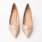 Beige folded strap pumps styled for everyday wear
