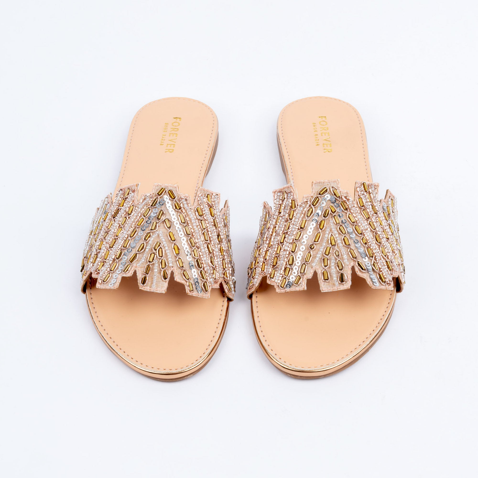 Champagne party flats styled for party and festive wear