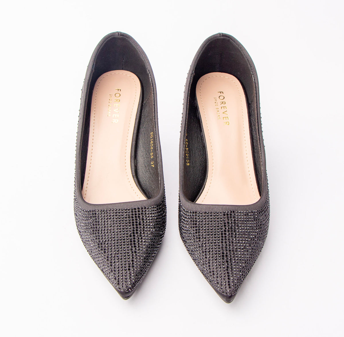Black rhinestone block heel pumps for women – Forever Shoe Bazar