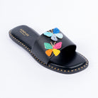 Black flats for women with cushioned footbed, side view
