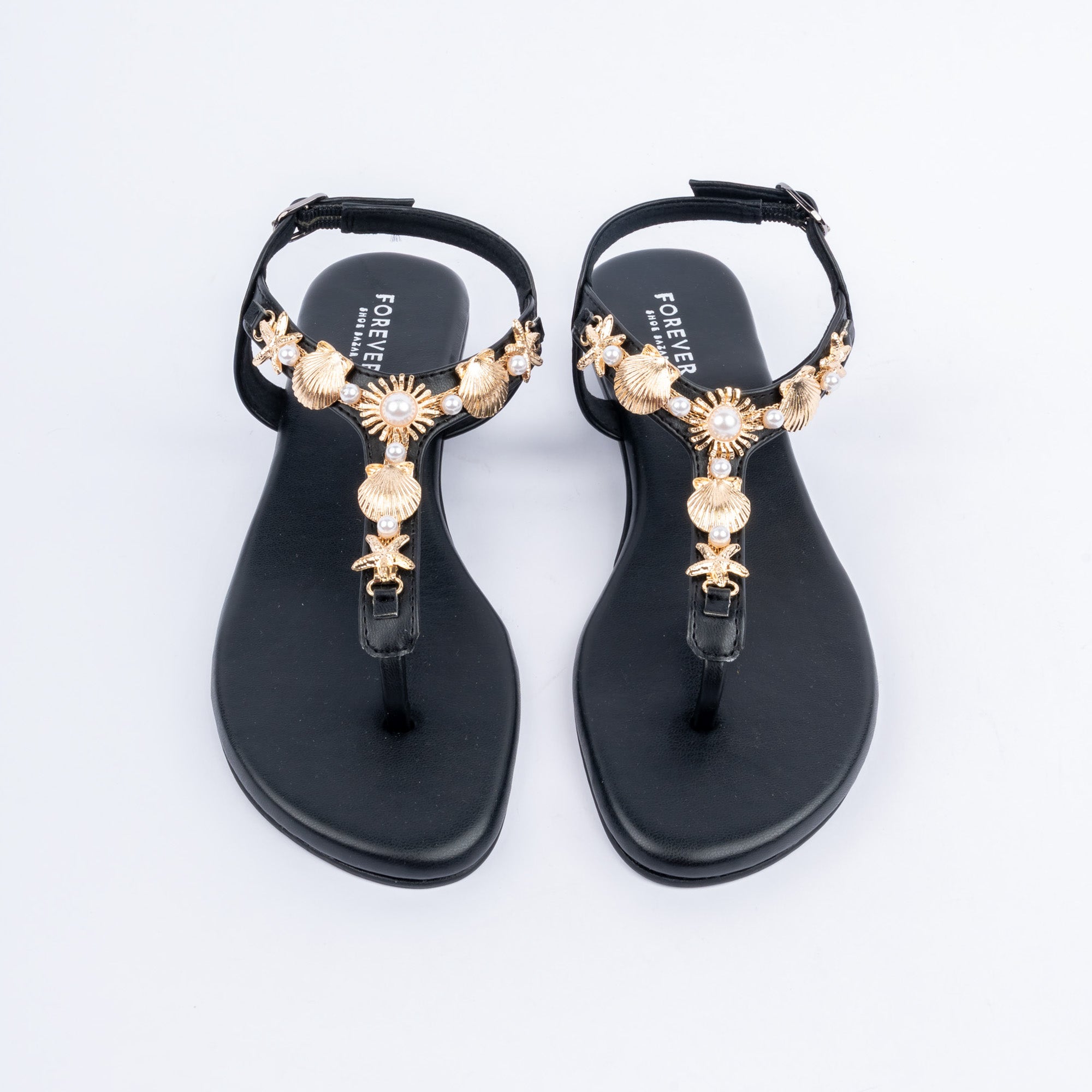 Black flat sandals for women – Forever Shoe Bazar