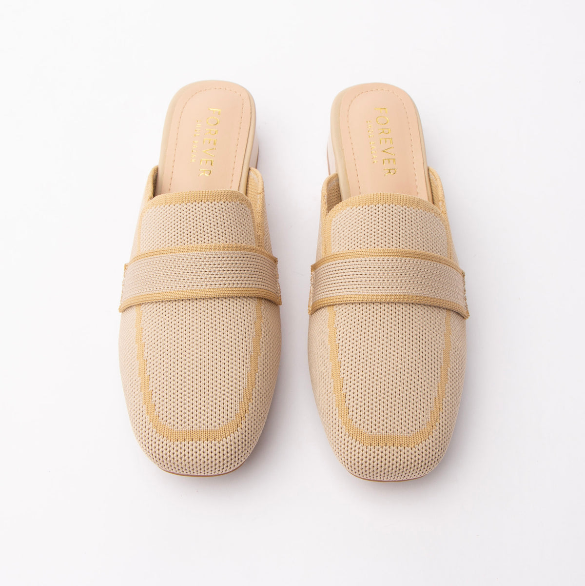 Beige knit loafer mules for women – Forever Shoe Bazar