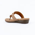 Beige flats for women with cushioned footbed, side view