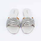 Silver metallic party flats styled for party and festive wear