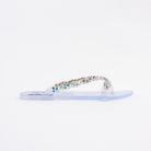 Transparent flat sandals for women with cushioned footbed, side view