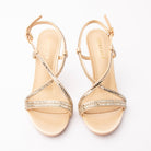 Gold sandals for women, both shoes from the front