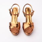 Copper snake print platform sandals for women – Forever Shoe Bazar