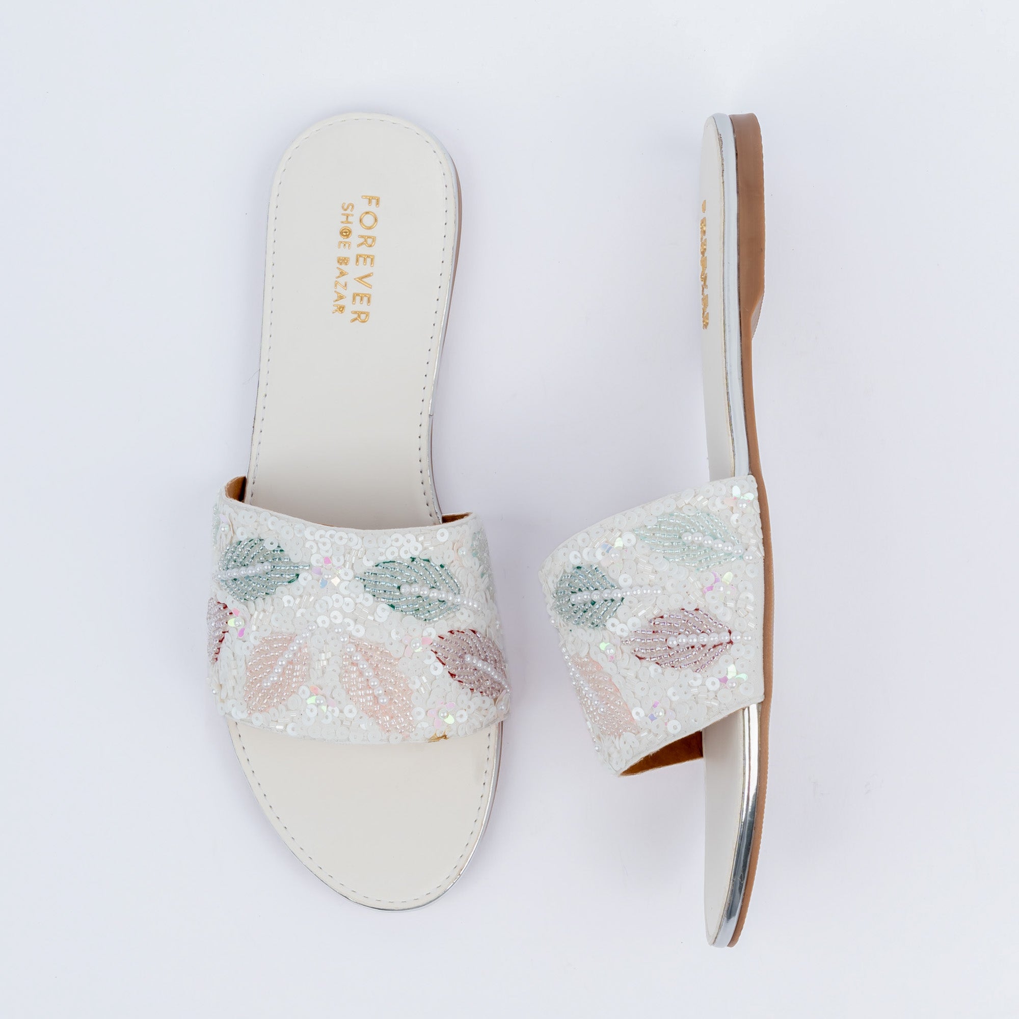 The Sequin Sorbet - White Flats — view 5
