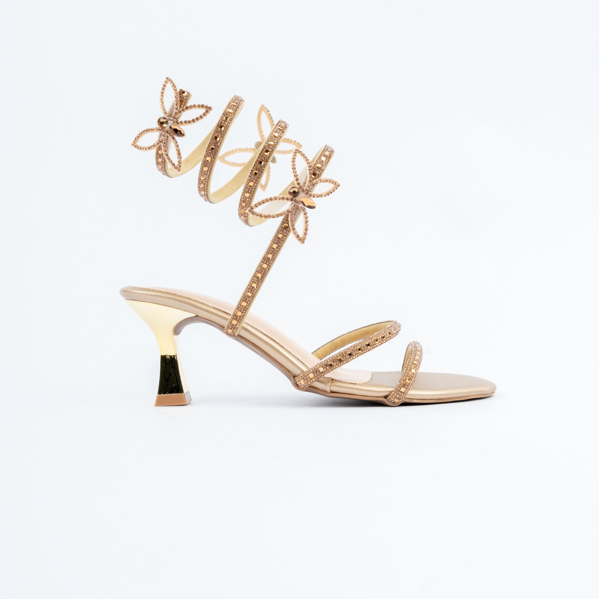 Gold block heel sandals for women – Forever Shoe Bazar
