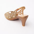 Copper embellished slingback pumps for women with cushioned footbed, side view