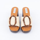 Beige platform heel mules for women – Forever Shoe Bazar