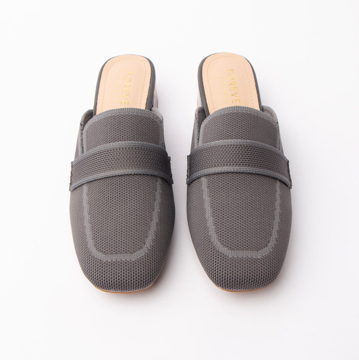 Grey knit loafer mules for women – Forever Shoe Bazar