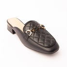 Black quilted loafer mules for women - Forever Shoe Bazar