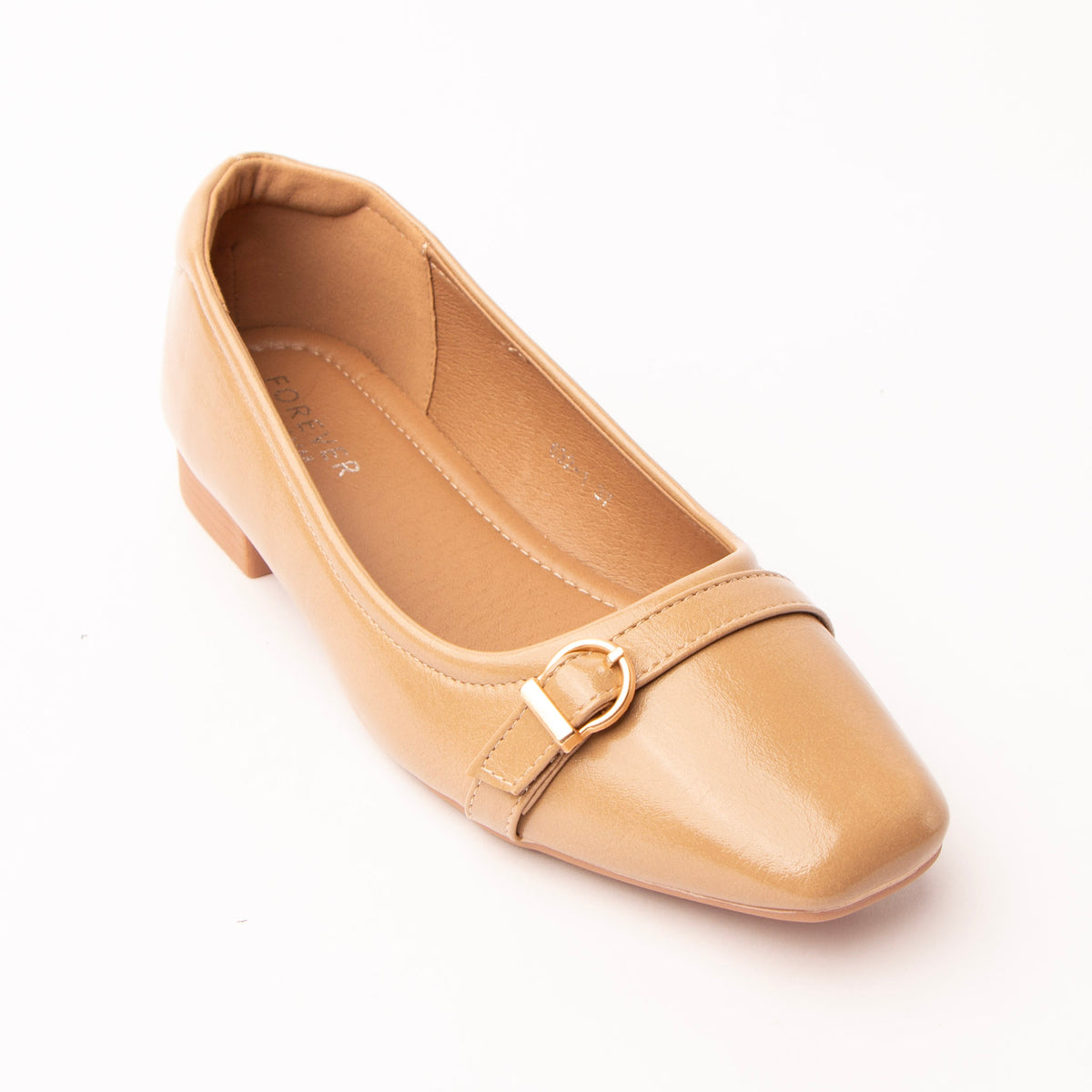 Khaki buckle ballerinas for women - Forever Shoe Bazar