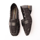 Black lace loafers for women with a cushioned footbed