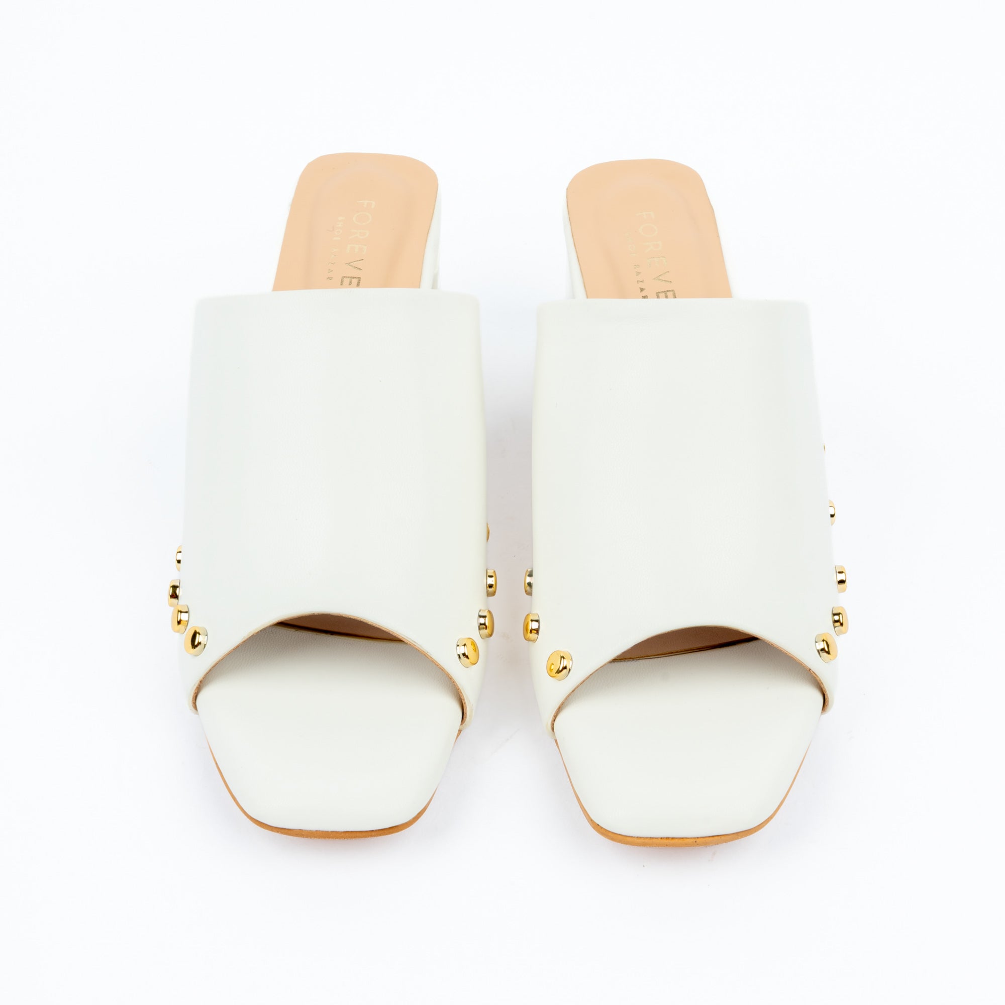 White block heel mules for women – Forever Shoe Bazar