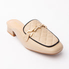 Khaki quilted loafer mules for women - Forever Shoe Bazar