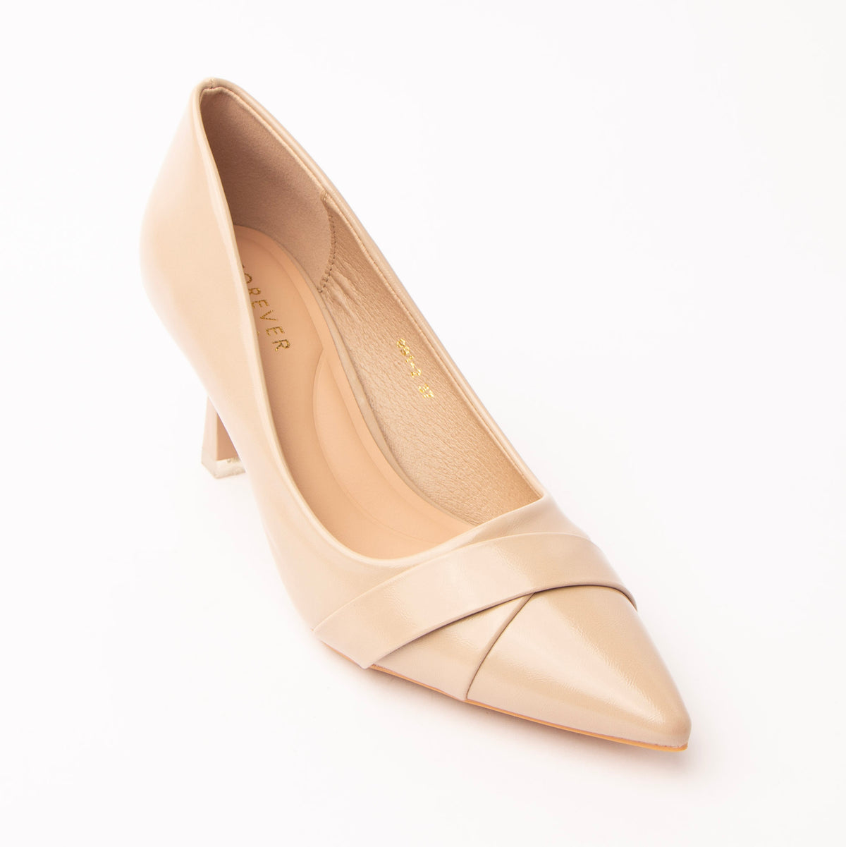 Beige folded strap pumps for women - Forever Shoe Bazar