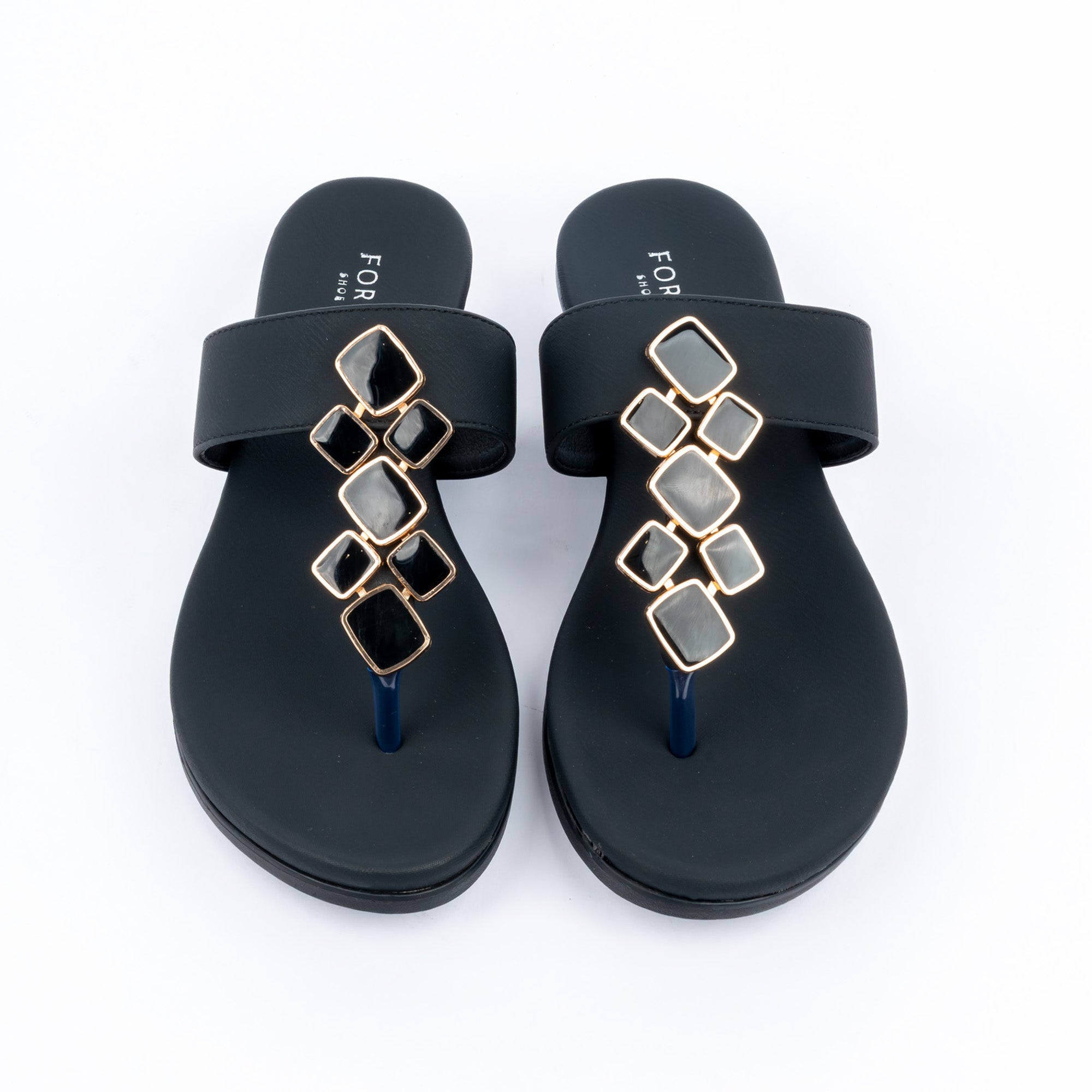 Black studded ballet flats for women, polished stud detailing