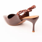 Coffee mules for women, back view showing the heel