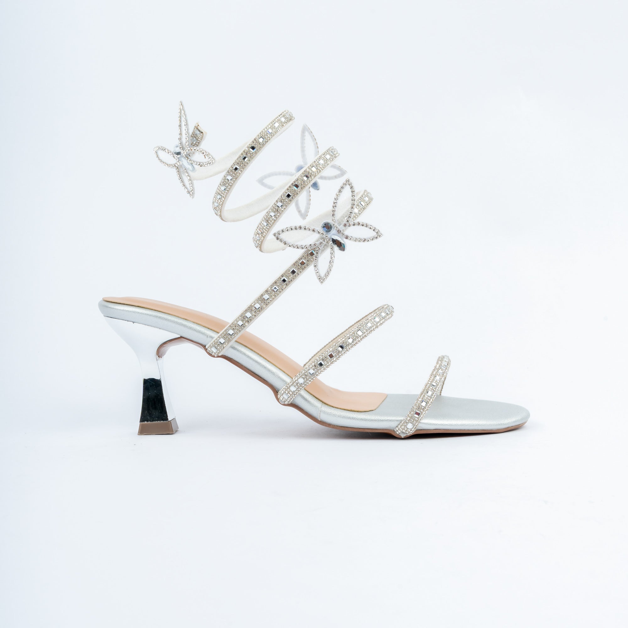Silver block heel sandals for women – Forever Shoe Bazar