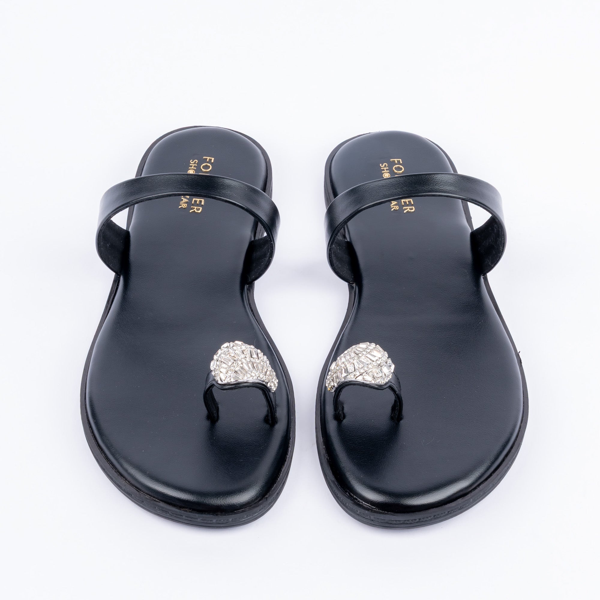Black embellished ballet flats for women – Forever Shoe Bazar