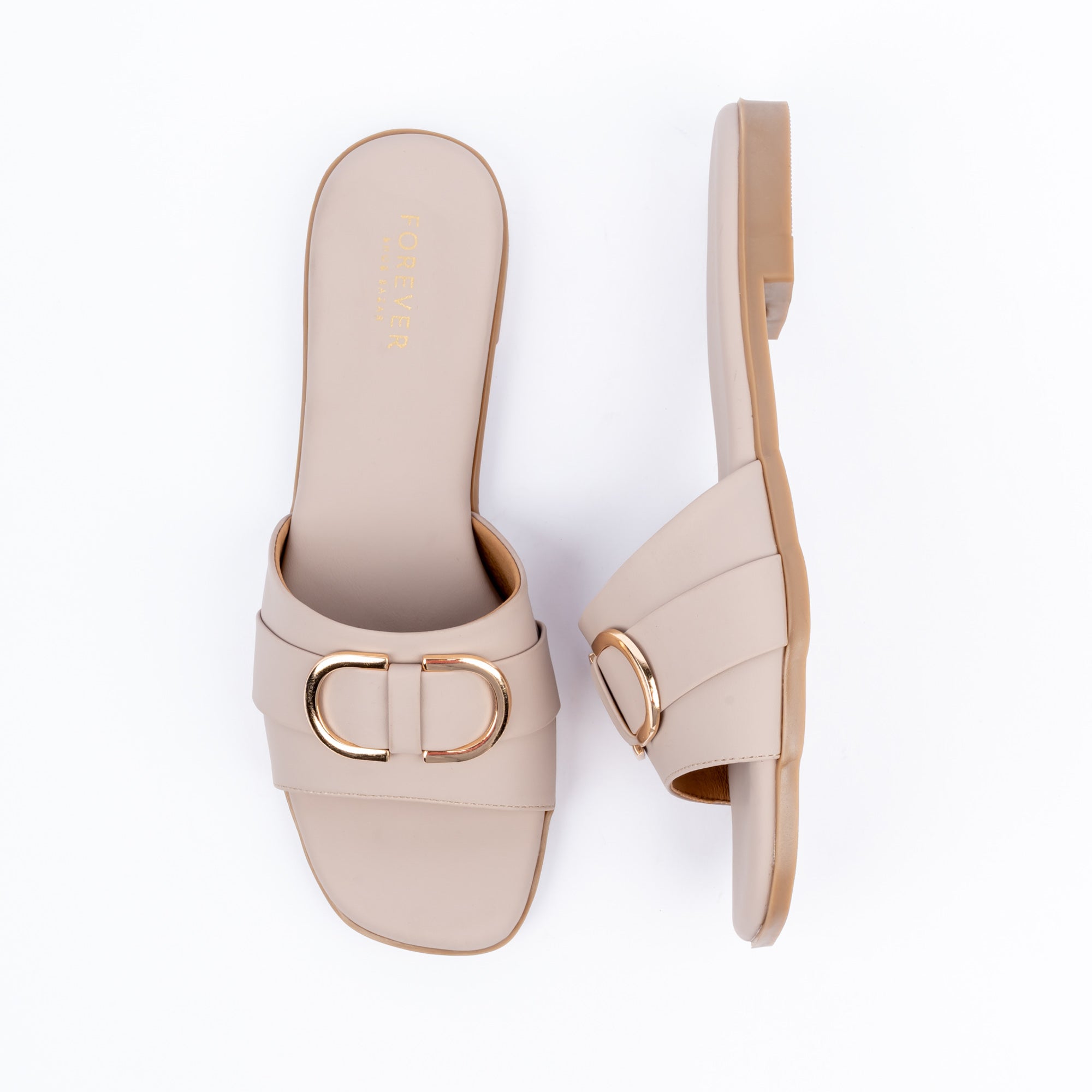 Khaki buckle ballet flats for women – Forever Shoe Bazar