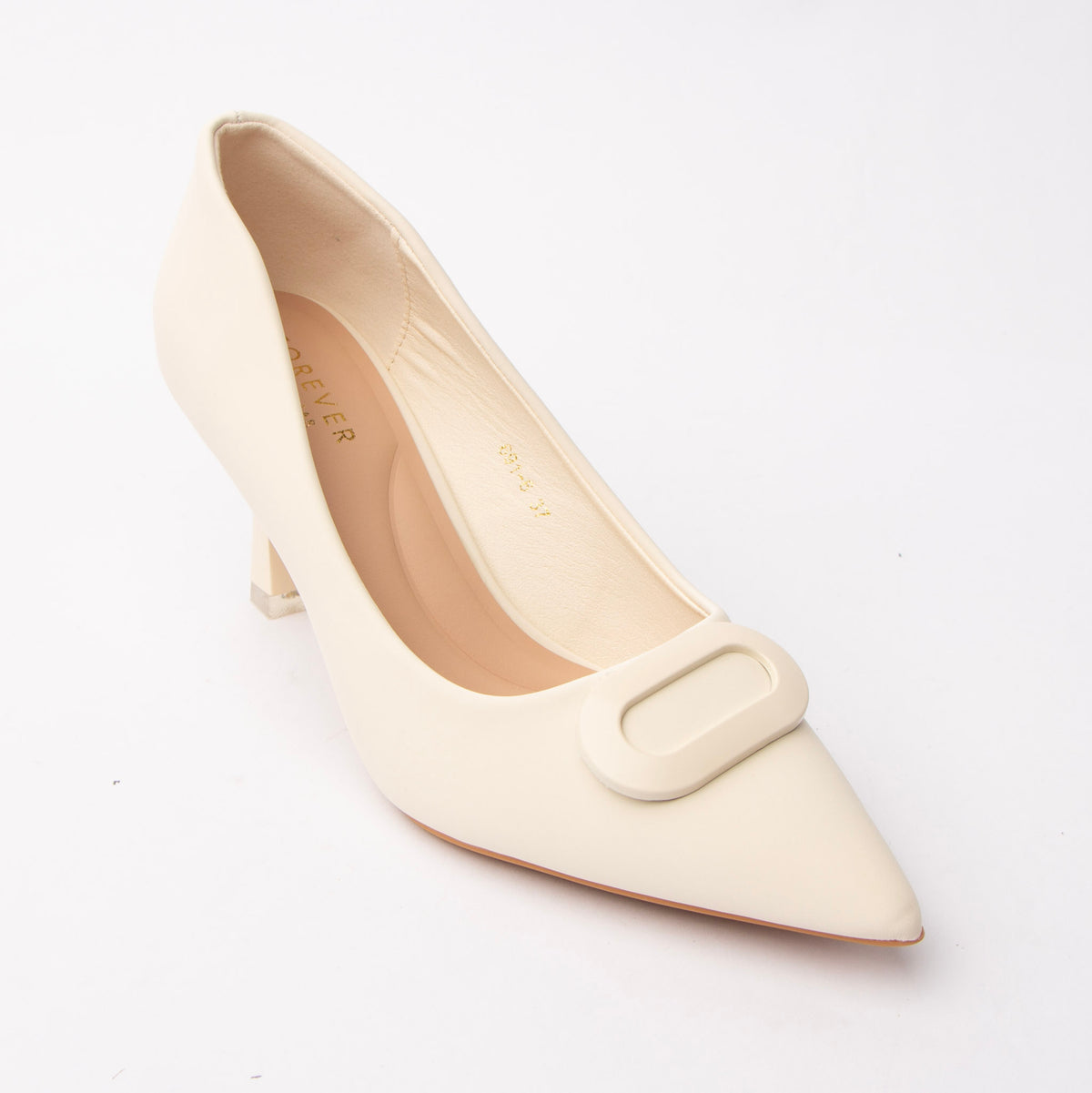 Beige buckle court shoes for women - Forever Shoe Bazar