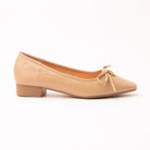 Khaki pumps for women, side view
