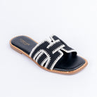 Black whipstitch ballet flats for women, hand-finished whipstitch trim