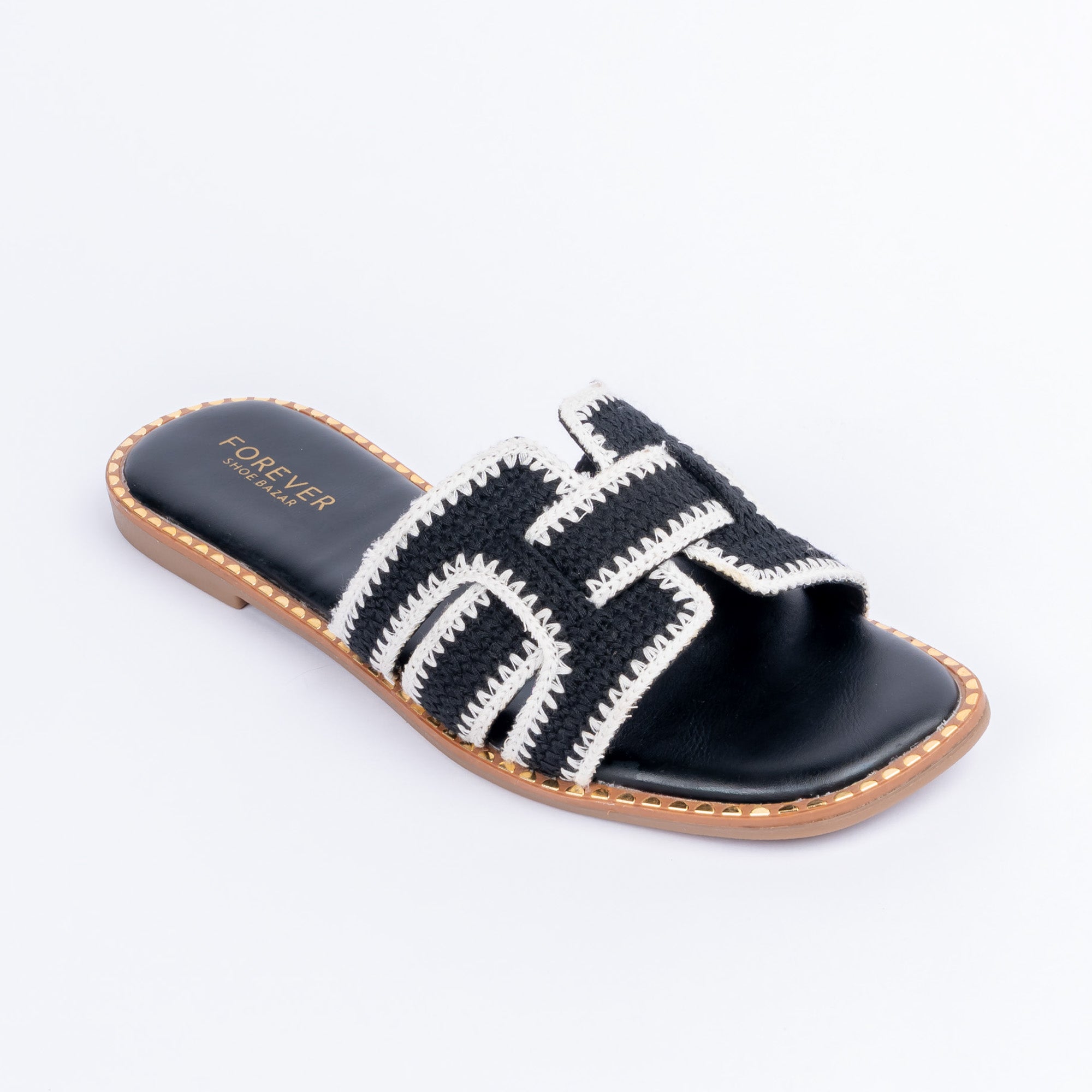 Black whipstitch ballet flats for women, hand-finished whipstitch trim