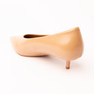 Beige pumps for women, back view showing the heel