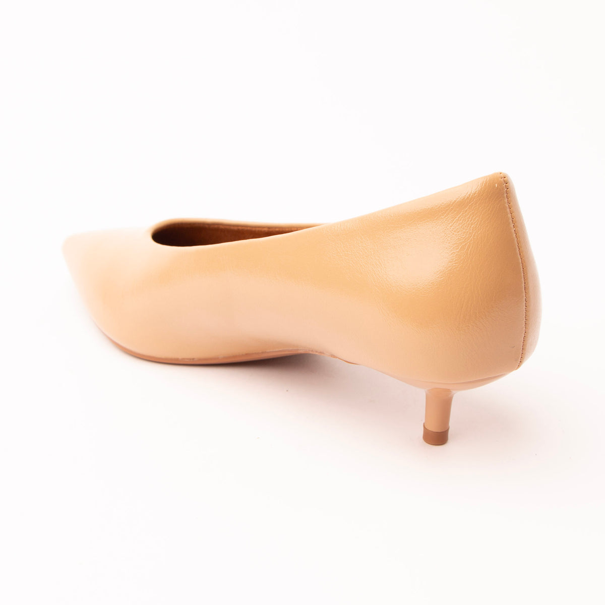 Beige pumps for women, back view showing the heel