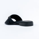 Black flats for women with cushioned footbed, side view
