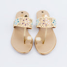 Gold toe ring embellished flats for women, toe-ring silhouette