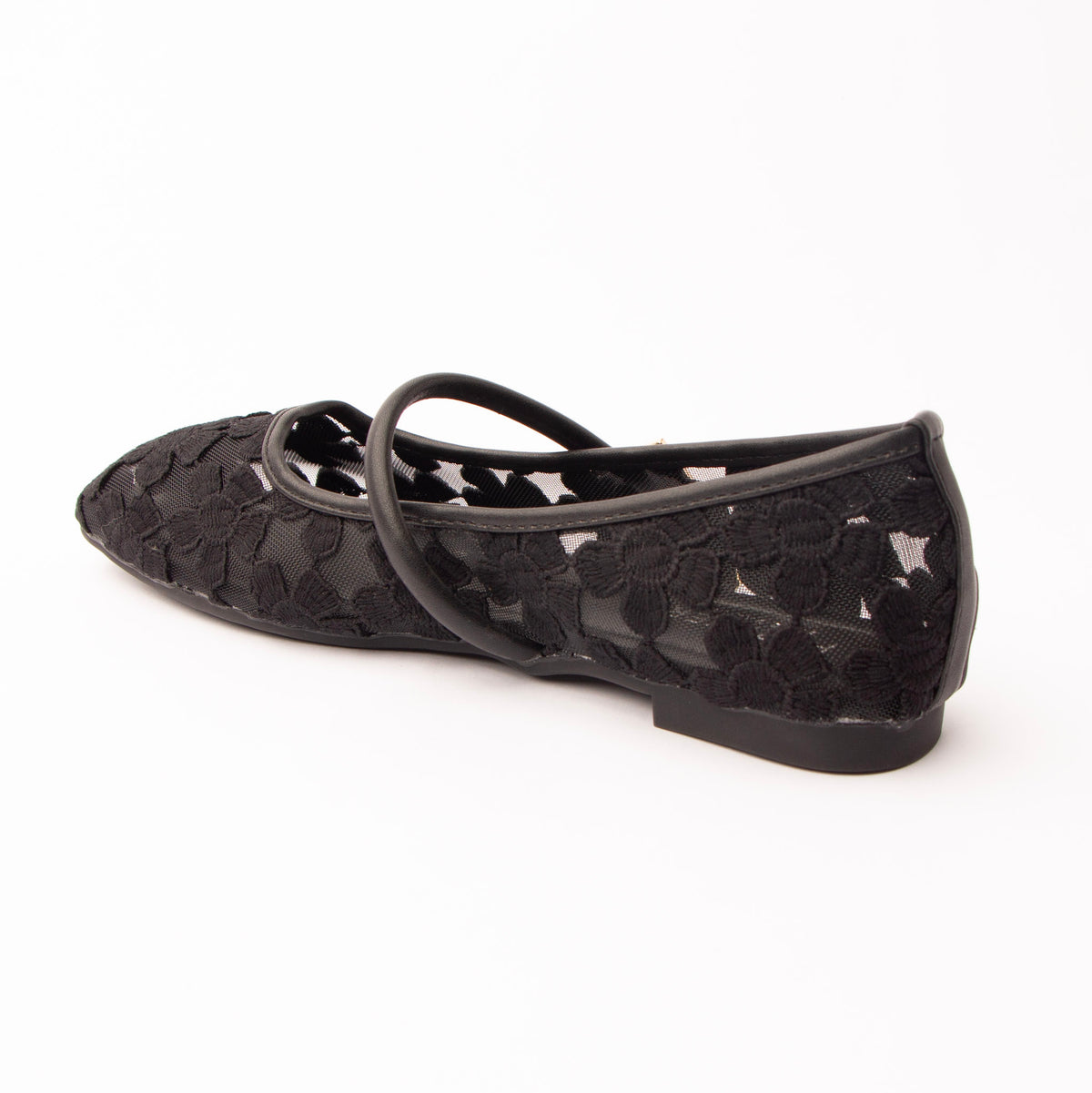 Black flats for women, back view