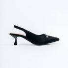 Black pumps for women with cushioned footbed, side view