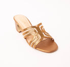 Copper block heel mules styled for party wear