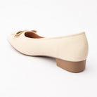 Beige pumps for women, back view showing the heel