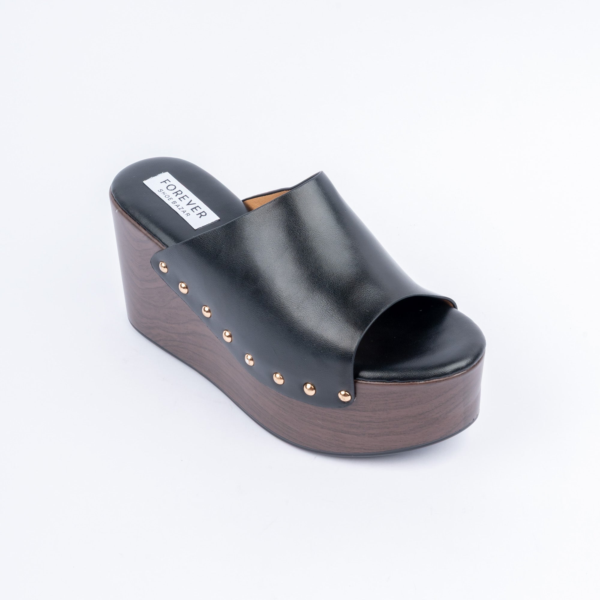 Black wedge heel mules for women – Forever Shoe Bazar