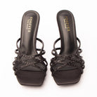 Black mules for women, both shoes from the front