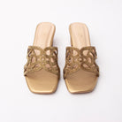 Copper cut out block heel mules for women – Forever Shoe Bazar