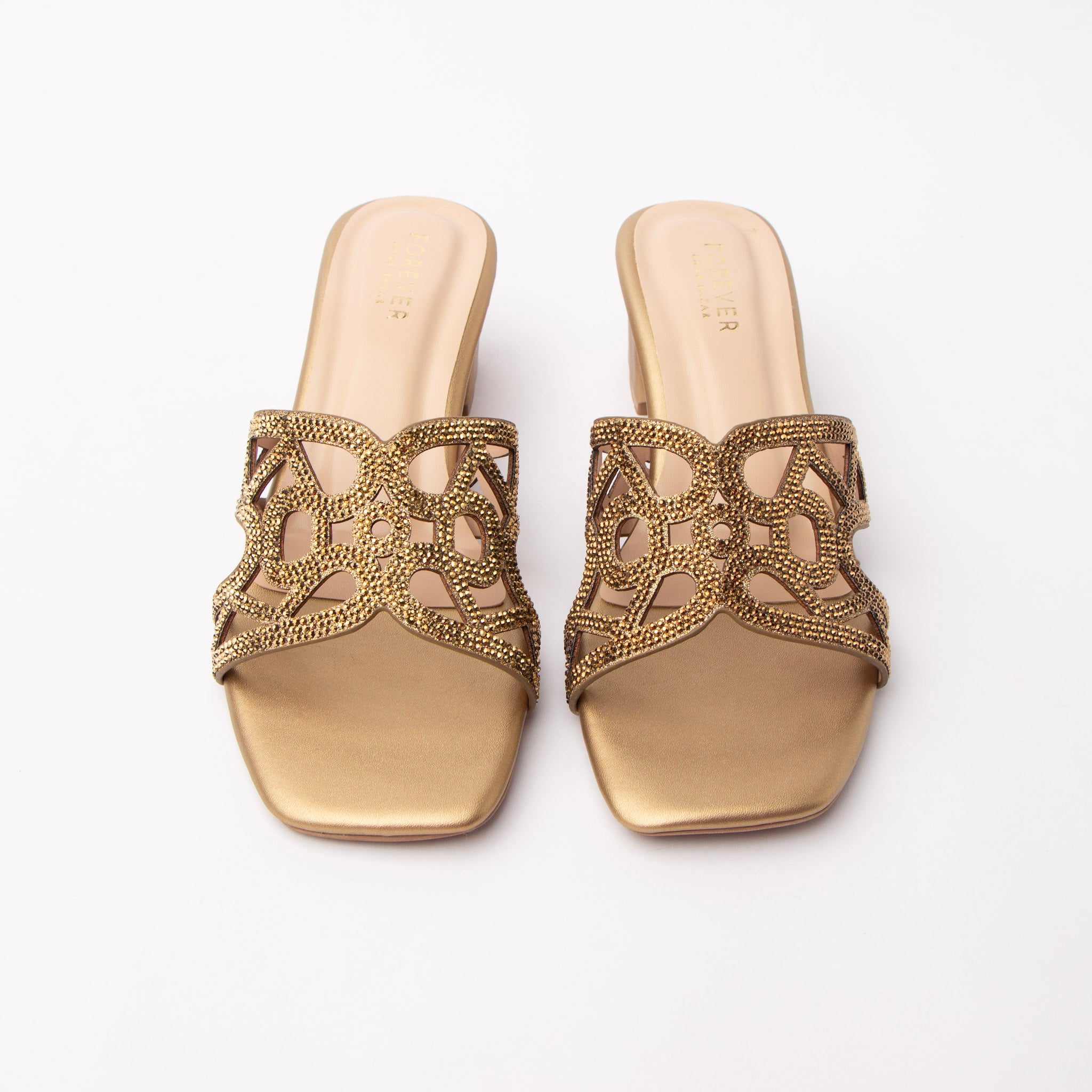 Copper cut out block heel mules for women – Forever Shoe Bazar